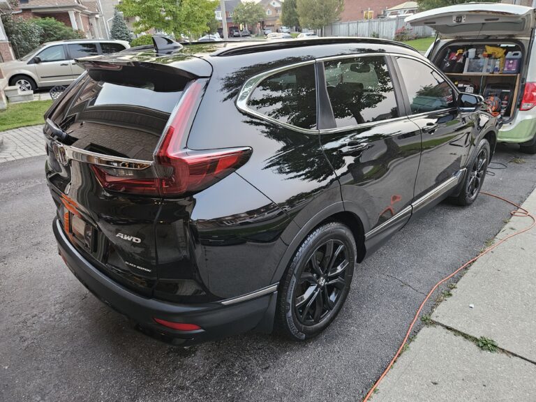 System X Ceramic Coating North York - Black SUV Mirror Reflection